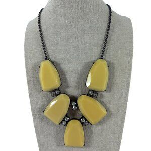 Vintage Bill Blass BB Bib Style Necklace Pale Yellow Acrylic Stones Rhinestones